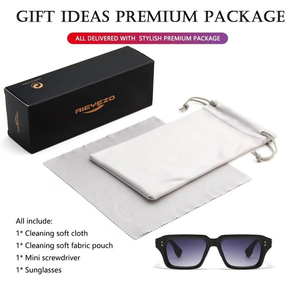 Retro Rectangle Matte Black Sunglasses Men Women Fashion Square Frame Shades - Picture 7 of 7